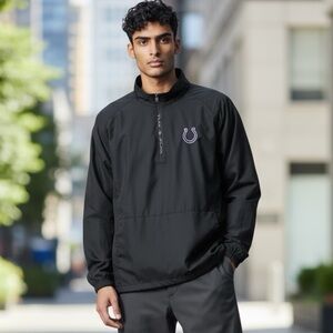 INDIANAPOLIS COLTS REEBOK Coaches 1/4 Zip Wind Jacket Black Men’s Size L…